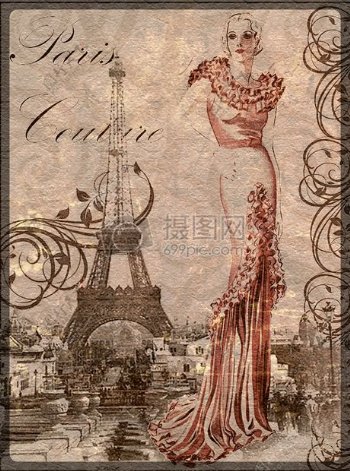 巴黎铁塔旁的女人