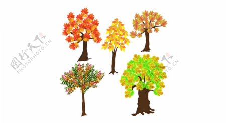 秋天的树图标矢量素材