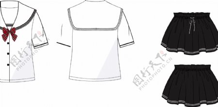 女生校服日韩风格海军风衬衫A型裙