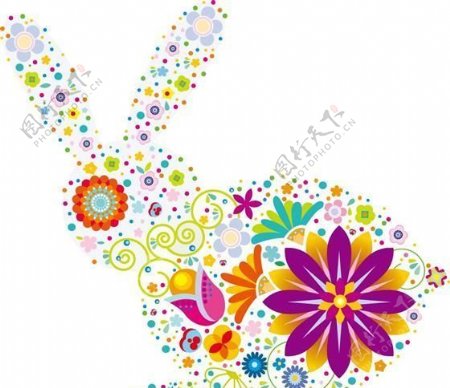 兔子可爱花朵组成的图案矢量素材eps格式14
