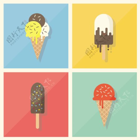 四种冰淇淋图案雪糕