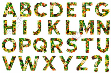 水果蔬菜字母设计图片