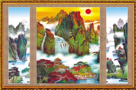 山水国画风景中堂画图片