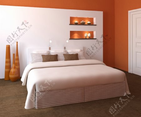 橙色温馨卧室设计图片
