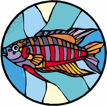 五彩小鱼水生动物矢量素材EPS格式0534