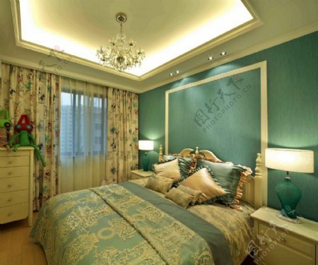 绿色卧室大床设计图