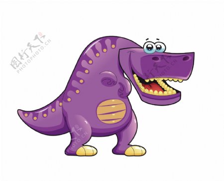 矢量卡通紫色鳄鱼