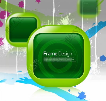 绿色圆角边框创意设计PSD分层素材