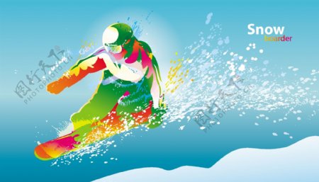 滑雪的运动员插画