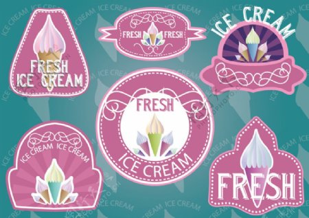 奶油冰淇淋标签矢量设计