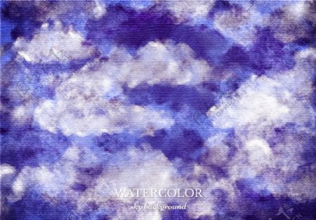 梦幻紫色水彩云海背景素材