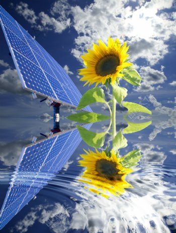 太阳能与向日葵创意图片