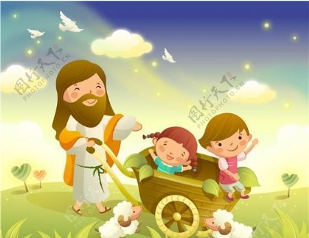 韩国矢量素材耶稣矢量素材基督教卡通世界ai格式10