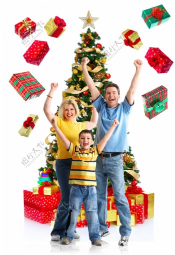 礼物盒与幸福家庭