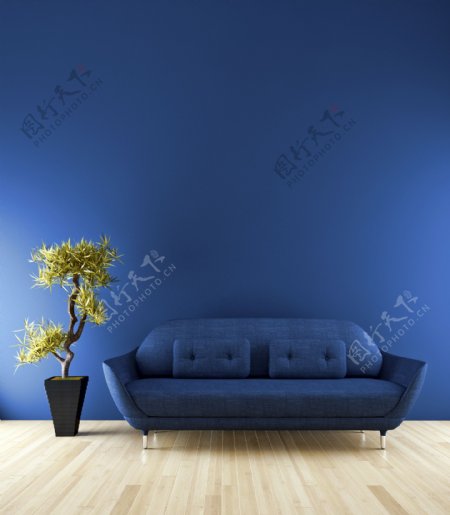 蓝色沙发效果图