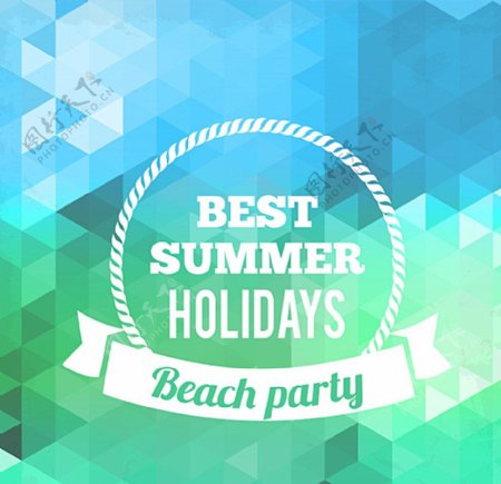 蓝色夏季沙滩派对海报矢量图图片