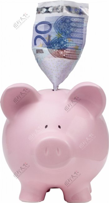 储钱猪和金钱图片
