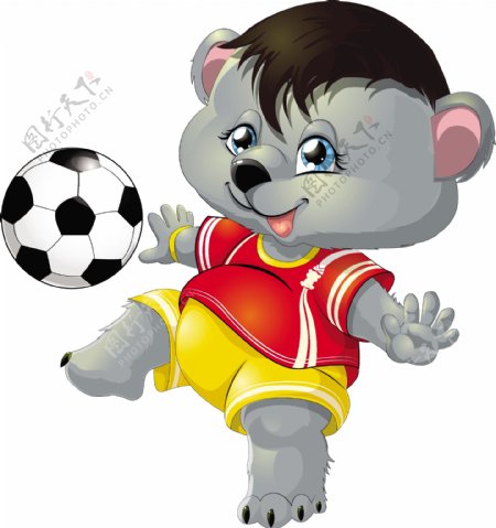 踢足球的卡通小熊