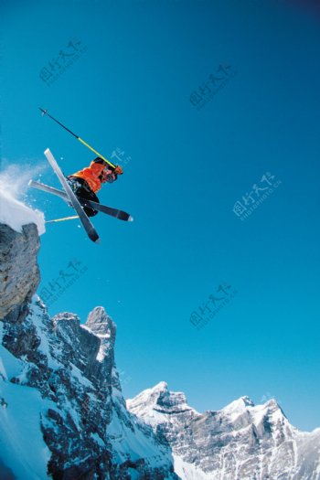 高山划雪运动摄影图