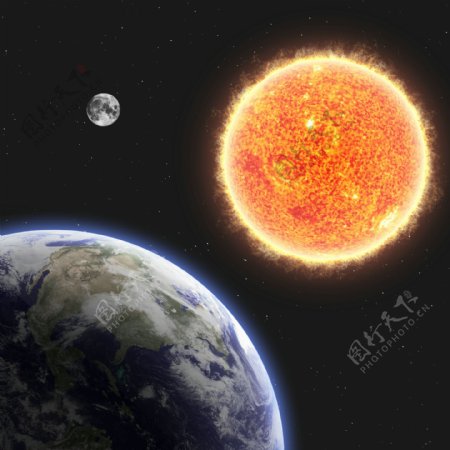 地球和太阳图片