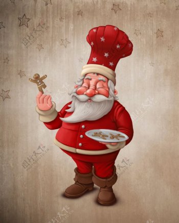 吃姜饼人的圣诞老人图片