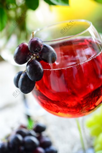 红葡萄酒与葡萄图片