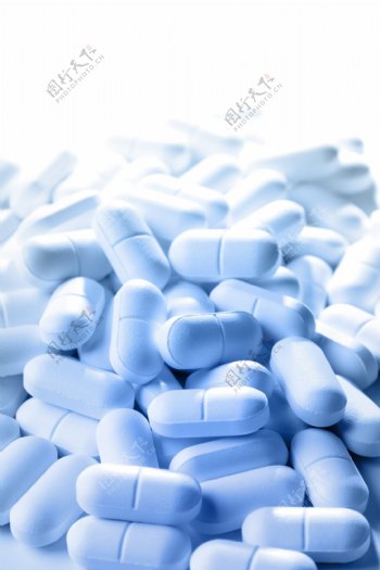 蓝色西药药片图片