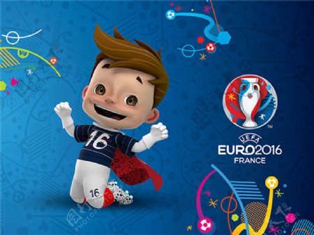 2016欧洲杯卡通海报PSD模板下载