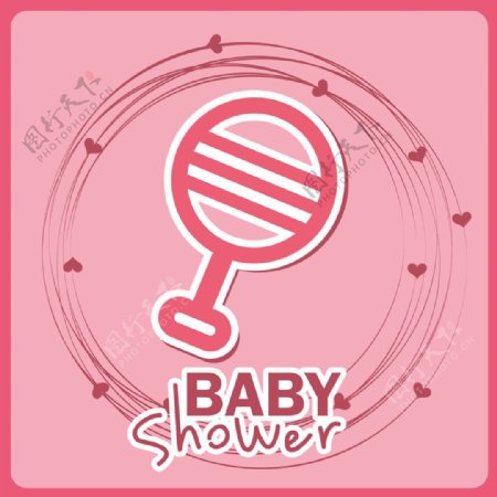 粉色婴儿沐浴卡图片