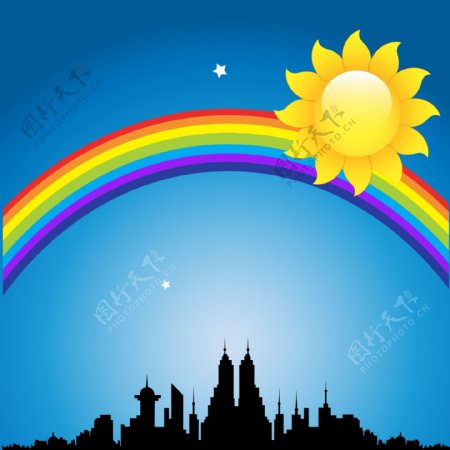 太阳彩虹矢量图素材
