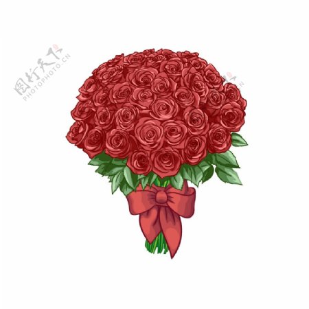 唯美红色玫瑰花捧花元素