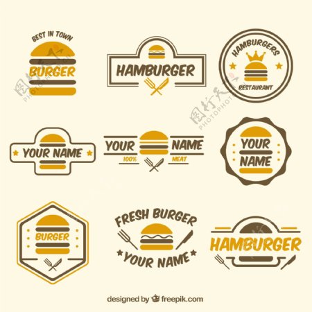 手绘汉堡标签图标