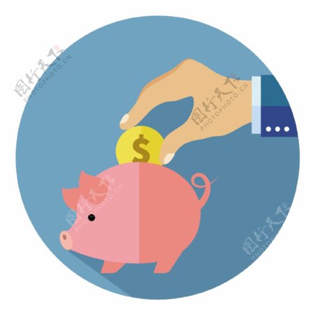 储蓄概念插图硬币和小猪自由向量
