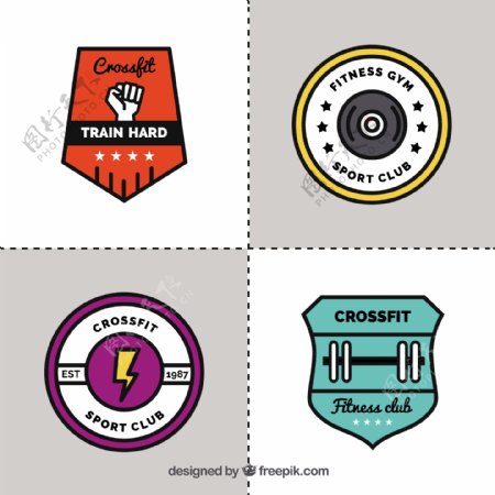 健身运动元素徽章图标系列