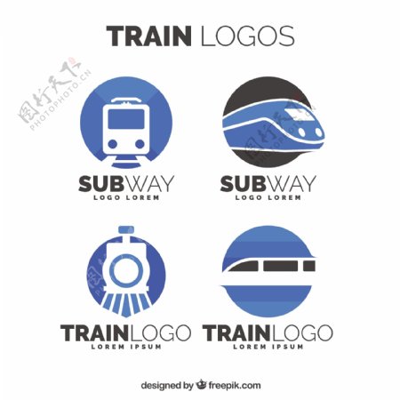 关于火车机车的标志logo矢量设计素材