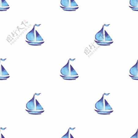 精致蓝色小帆船图标素材