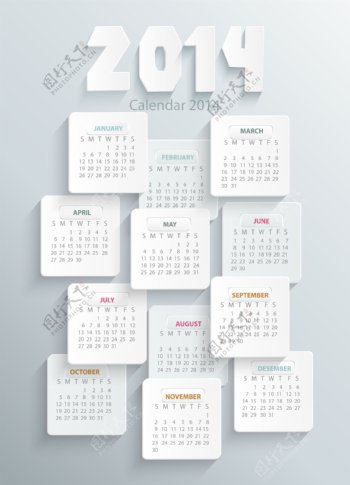 2014年白色标签日历