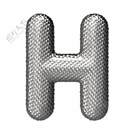 立体银色字母H图片