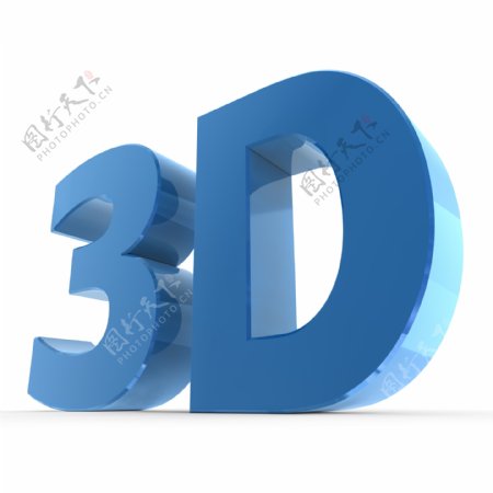蓝色3D立体字图片