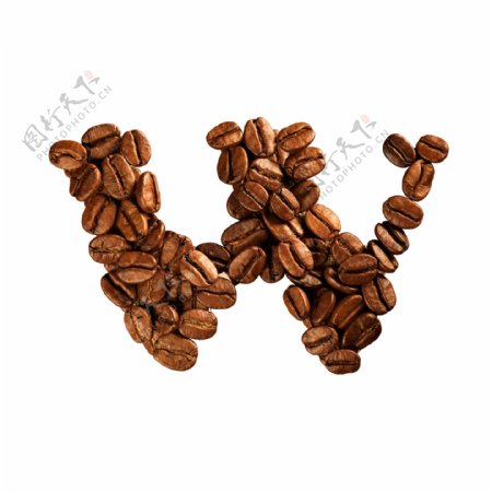 咖啡豆组成的字母W图片