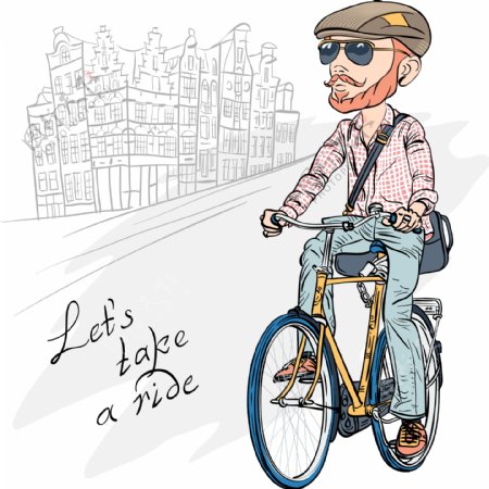 骑自行车的卡通人物图片