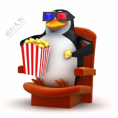 吃爆米花看电影的企鹅图片