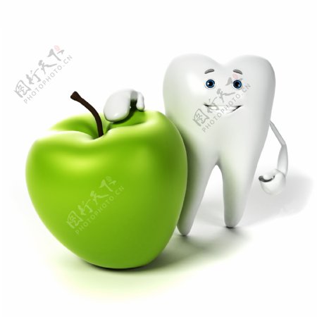 牙齿与苹果图片