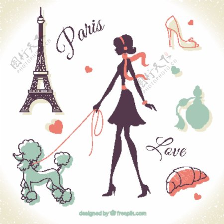 巴黎女性插画