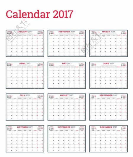 简洁的2017日历图片