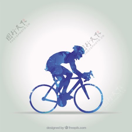 在抽象风格的蓝色自行车
