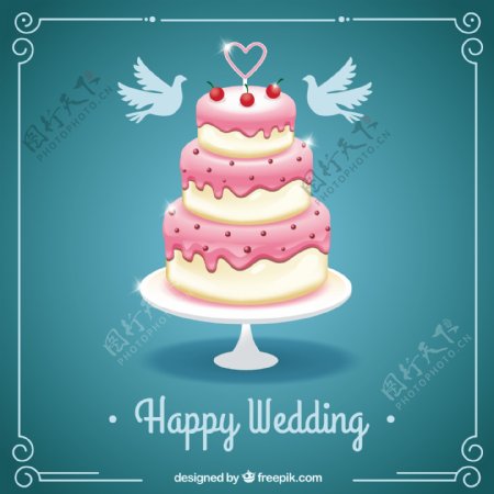 幸福的结婚证和蛋糕