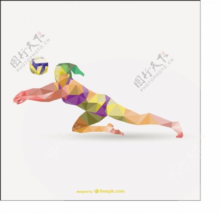 sportwoman打排球几何向量
