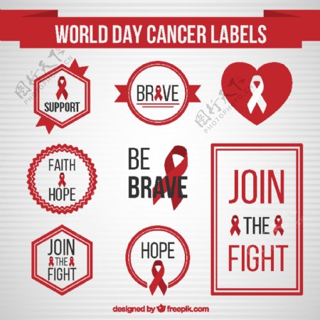 世界癌症标签平面设计