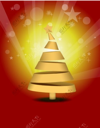 金色圣诞树矢量图素材
